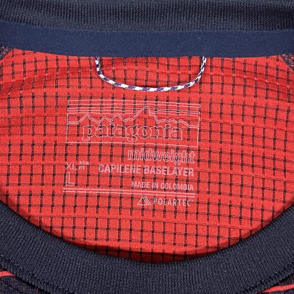 Patagonia Shirt Mens XL Capilene Midweight Baselayer Striped Polartec 44426 Red - Picture 2 of 7